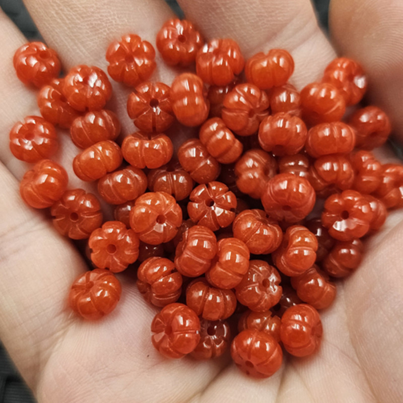 优化翡翠玉红翡南瓜珠玉石散珠