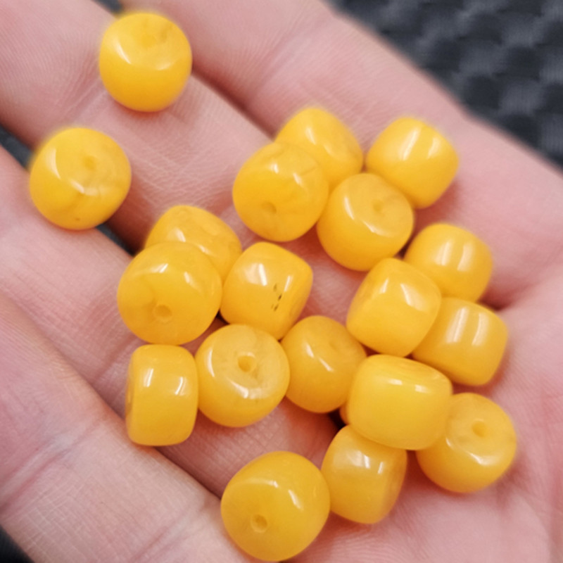鸡油黄蜜蜡老型珠散珠人造蜜蜡路路通手链饰品配件手工珠子隔珠