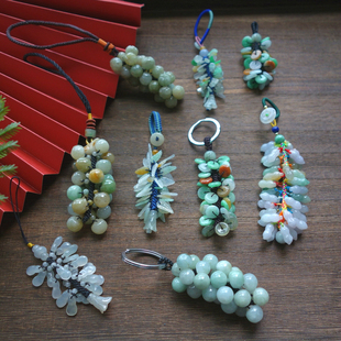 特价平安扣钥匙链南瓜挂件天然翡翠貔貅花生白菜挂饰平安牌手机链