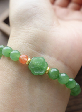 玉珠天然翡翠手链碧玉手串南红女