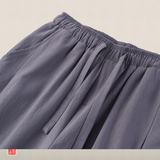 QT715-K897-P55风男束脚盘扣宽松大码裤子棉麻休闲裤-灰，男装休闲裤，钱塘715