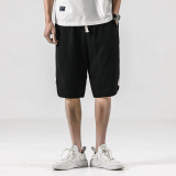 QT715-7088-P35夏季风棉麻短裤男宽松大码日系亚麻五分裤-白，男装牛仔裤，钱塘715