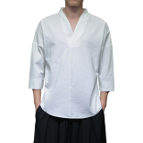 QT715-7022-特P25风夏季棉麻汉服T恤男七分袖宽松七分袖T恤-3，男装T恤，钱塘715