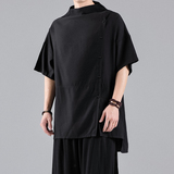 QT715-T3-P75夏季风宽松垂感中袖衬衫情侣日系休闲小众衣服-2，男装衬衫，钱塘715