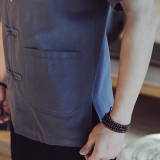 QT715-7010-P55夏季风棉麻开衫短袖衬衫男半袖衬衣-白，男装T恤，钱塘715