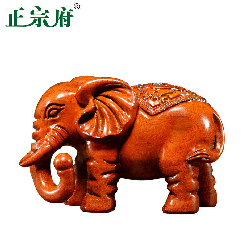 正宗府花梨木雕摆件大木象家居客厅电视柜装饰工艺品开业乔迁送礼