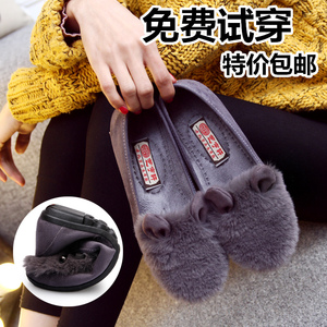 秋冬款韩版老北京布鞋女鞋豆豆鞋学生时装妈妈鞋单鞋平底开车鞋子