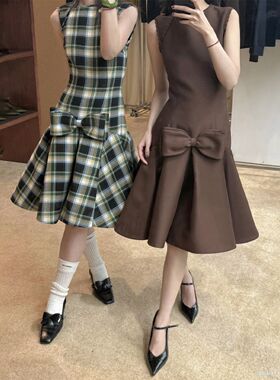 花一【上海高版本】25s蝴蝶结无袖连衣裙蓬蓬裙A字裙子女shushuto