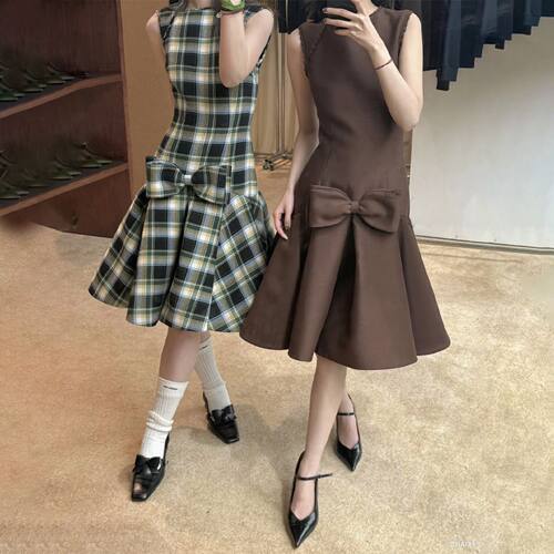 花一【上海高版本】25s蝴蝶结无袖连衣裙蓬蓬裙A字裙子女shushuto