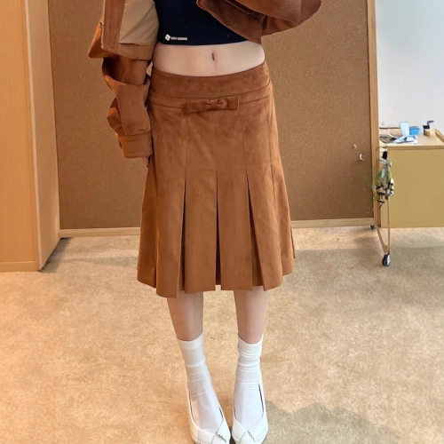 蝴蝶结腰饰品百褶半裙女