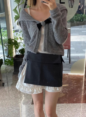 花一【上海高版本】24ss秋冬泡芙短裙假两件套双层半身裙女Marche