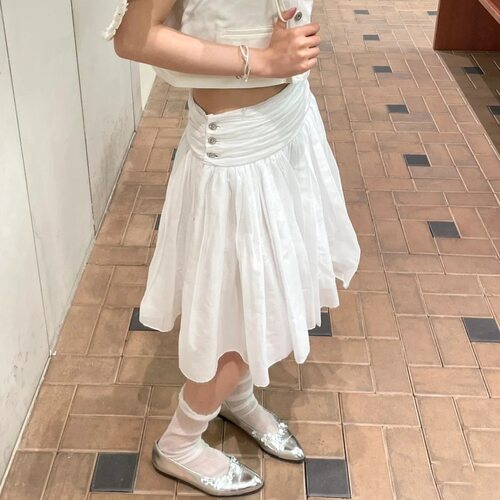 纯色云面褶皱半身裙直销