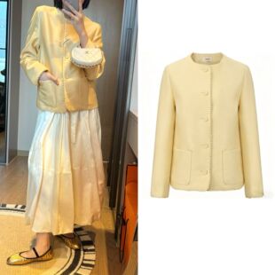 花一【上海高版本】新百搭D to  精纺羊毛桑蚕丝立体饰边短款外套