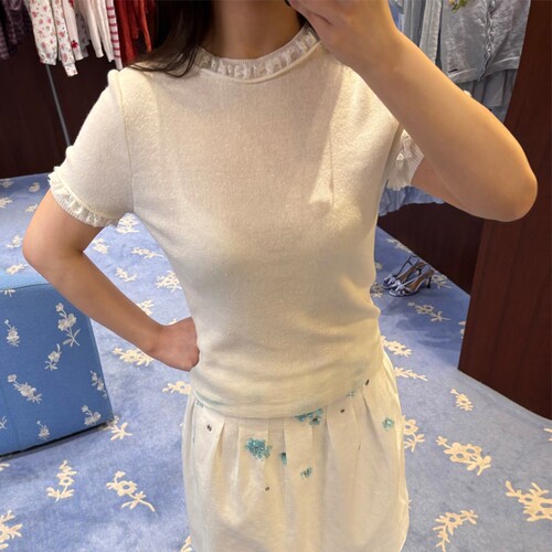 26ss新毛边套头半高领针织上衣