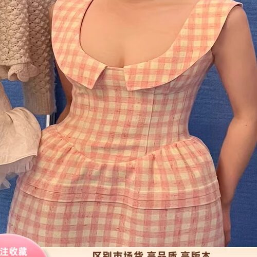 a字裙方领无袖连衣裙女