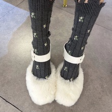 花一【刺绣版】22ss高级百搭甜酷风破边小花袜潮牌中筒袜shushuto