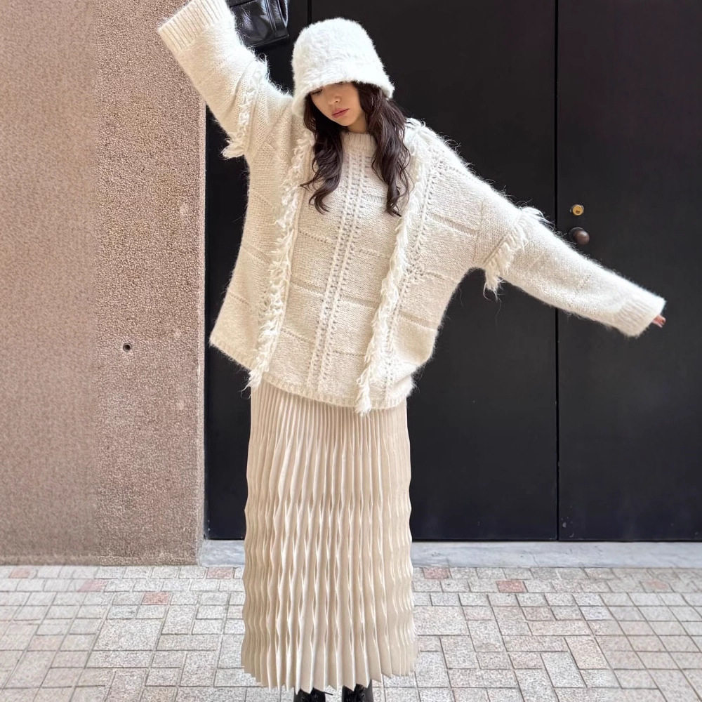 宽松外穿慵懒风系带针织上衣女