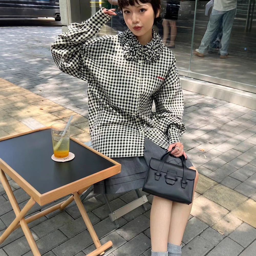 可拆花朵围脖衬衫长袖上衣女