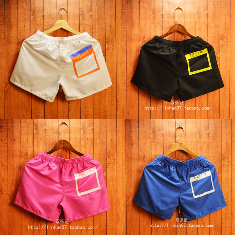 夏季新款原创印花沙滩短裤男速干三分裤休闲运动裤海边热裤超短裤