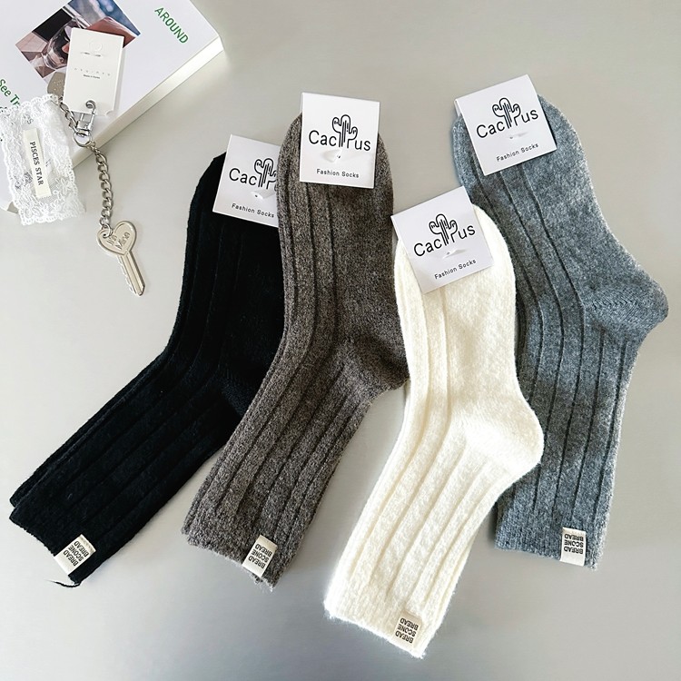 韩国东大门正品代购 Cactus秋冬加厚羊毛保暖小布标中筒袜 宽条纹,女士内衣/男士内衣/家居服,中筒袜,淘宝优惠券,粉丝福利购,淘宝优惠卷