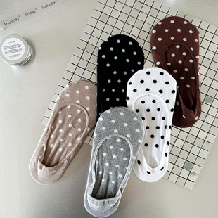 korea东大门正品 韩国货 hit socks 女 纯棉波点防滑不易掉跟船袜