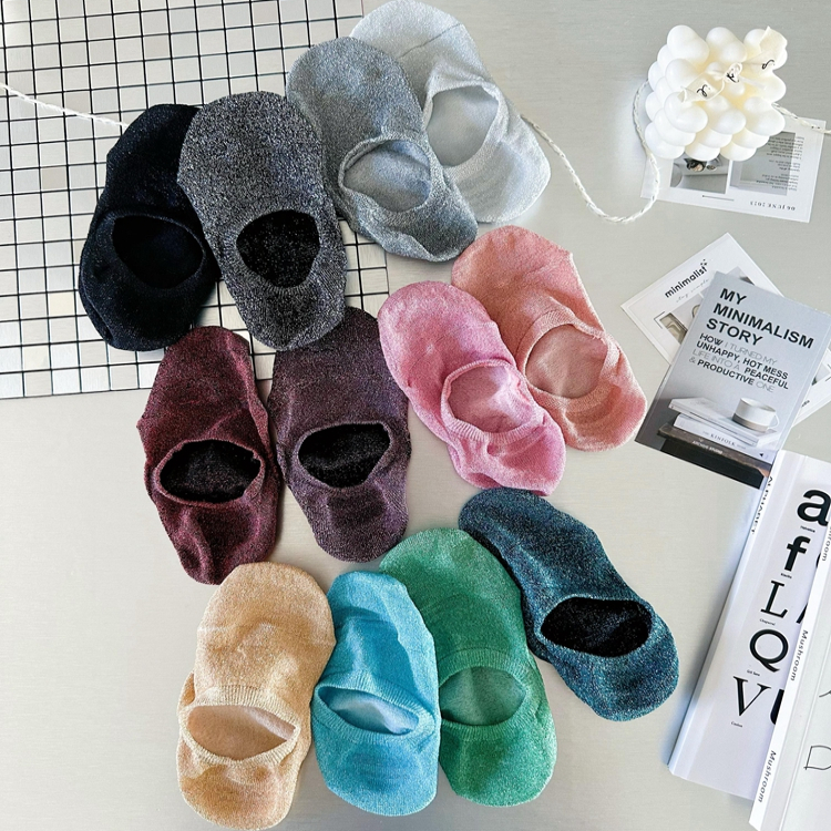 韩国货 东大门进口女袜 春夏薄款轻奢亮丝百搭防滑不易掉跟船袜