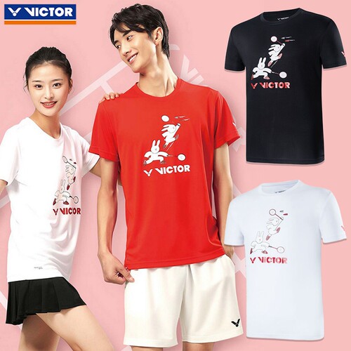 正品victor胜利羽毛球服短袖男女兔年卡通运动速干透气T恤30029