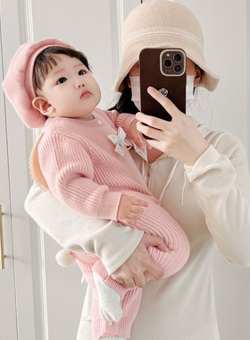 春秋冬针织毛衣小背心内穿毛线衣女童马甲婴儿童外出针织开衫爬服