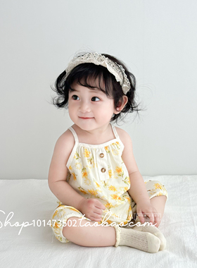 婴儿吊带包屁衣夏季背心哈衣纯棉薄款三角包臀衣女宝宝爬爬服