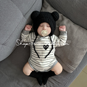 韩系婴儿包屁衣春秋长袖 男女宝宝满月衣服新生儿洋气外出三角哈衣