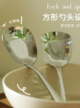 肆月勺子不锈钢家用高颜值儿童吃饭挖西瓜专用勺铲子餐勺小号304