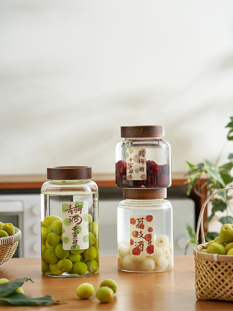 肆月黄桃罐子透明玻璃罐密封罐食品家用级装腌制腊八蒜储存发酵罐