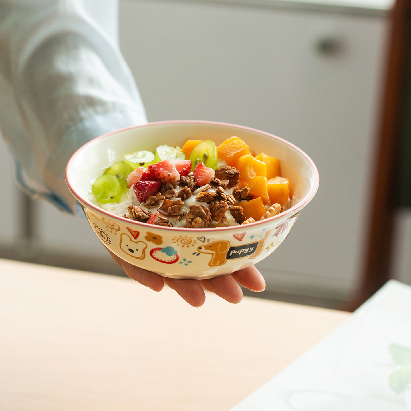 肆月陶瓷家用水果沙拉碗个人专用高颜值甜品酸奶碗釉下彩吃饭大碗,餐饮具,碗,淘宝优惠券,粉丝福利购,淘宝优惠卷