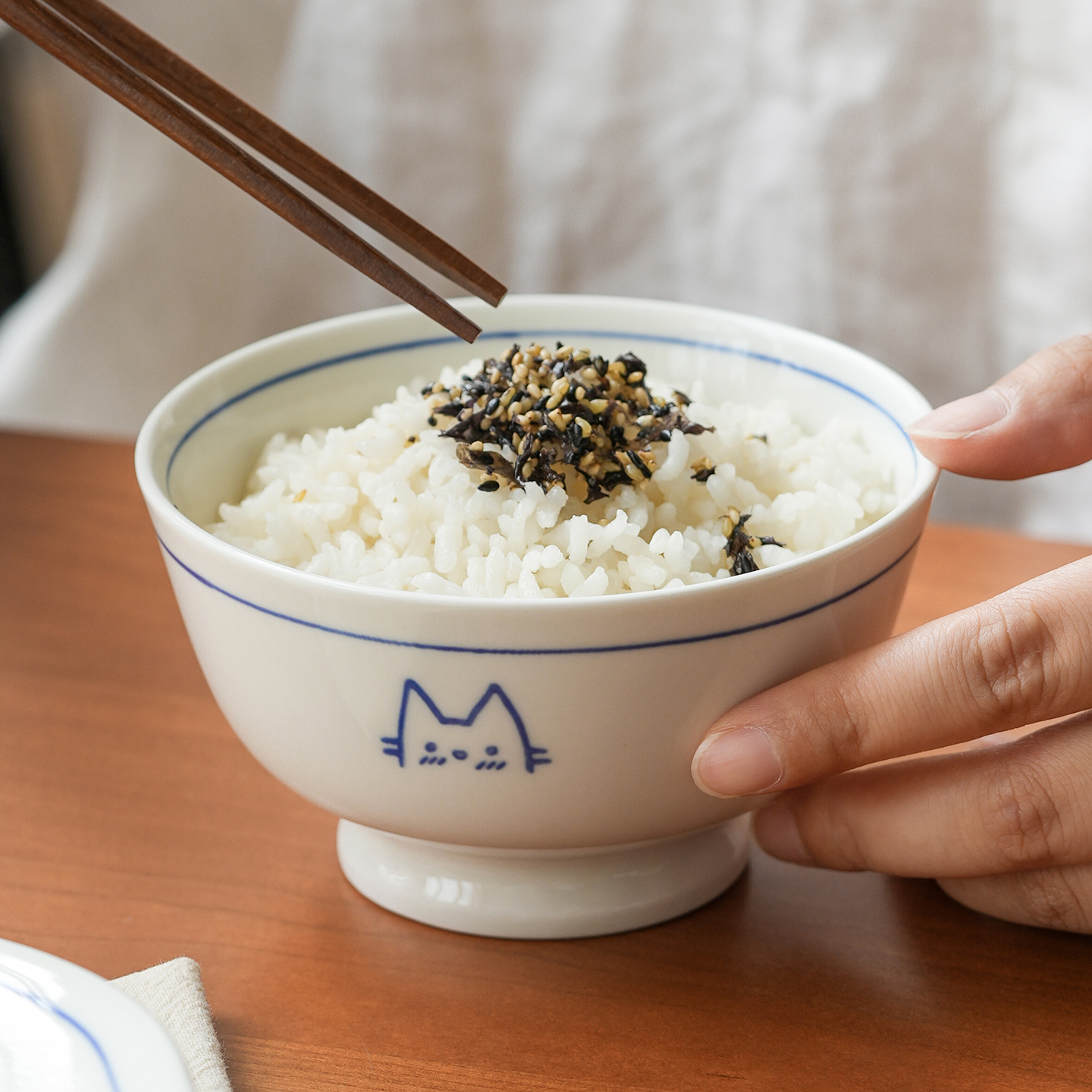 肆月陶瓷米饭碗釉下彩吃饭的小碗