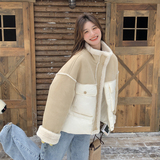 卡其色拼接内胆羽绒服女冬季新款韩系休闲宽松小个子白鸭绒外套，女装皮草，浙宝178