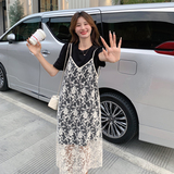 气质高级感黑色连衣裙女夏季2025新款设计感超好看吊带罩衫，女装连衣裙，浙宝178