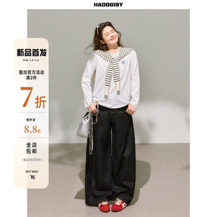 一件8.8折满2件7折 上衣春 曾小咸大码 白色披肩长袖 女装