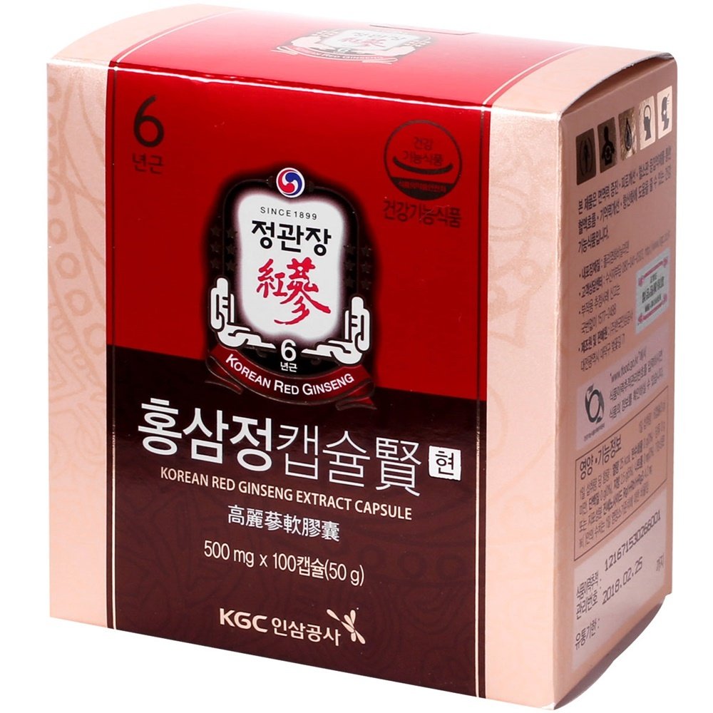 韩国直邮本土正官庄6年根高丽参红参软胶囊贤500mg*100粒