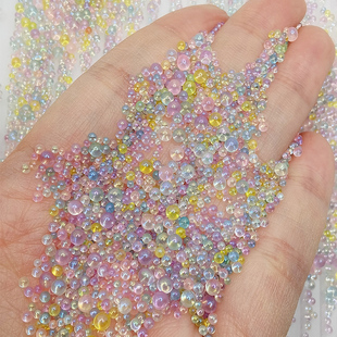 玻璃气泡珠 无孔幻彩圆珠泡泡珠透明美甲微珠流沙笔刀填充diy材料
