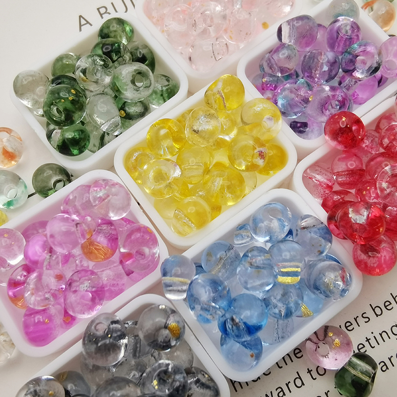 超优4mm透明洒金水滴珠玻璃米珠