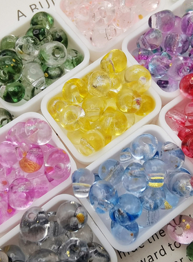 新款4mm透明洒金水滴珠玻璃米珠diy手工串珠手链散珠项链饰品配件