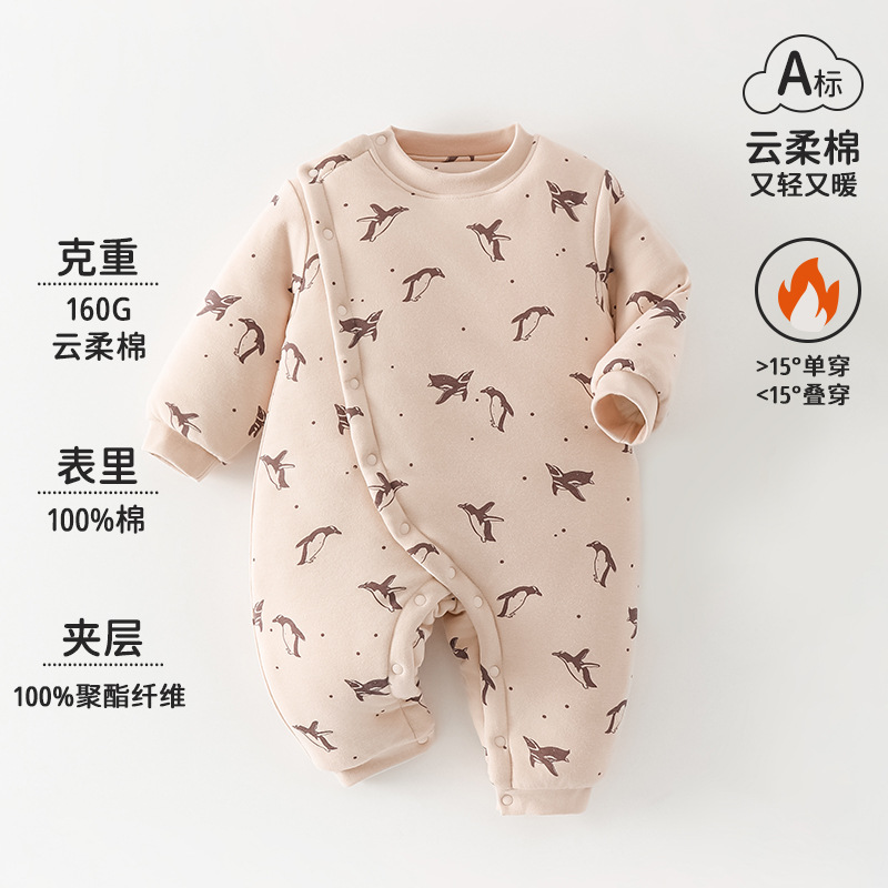 婴儿连体衣夹棉连体衣a类宝宝加厚棉衣冬季棉服婴儿冬季连体衣a类
