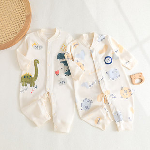 婴儿衣服纯棉无骨秋冬款婴儿连体衣长袖卡通新生儿秋装哈衣爬爬服