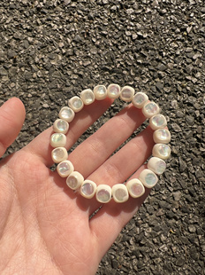 【泡泡糖】白玉菩提镶嵌彩贝9*8老型桶佛珠手串送人生日礼物盘玩