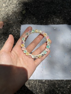 【马卡龙】白玉菩提镶嵌彩贝9*8老型桶佛珠手串送人生日礼物盘玩