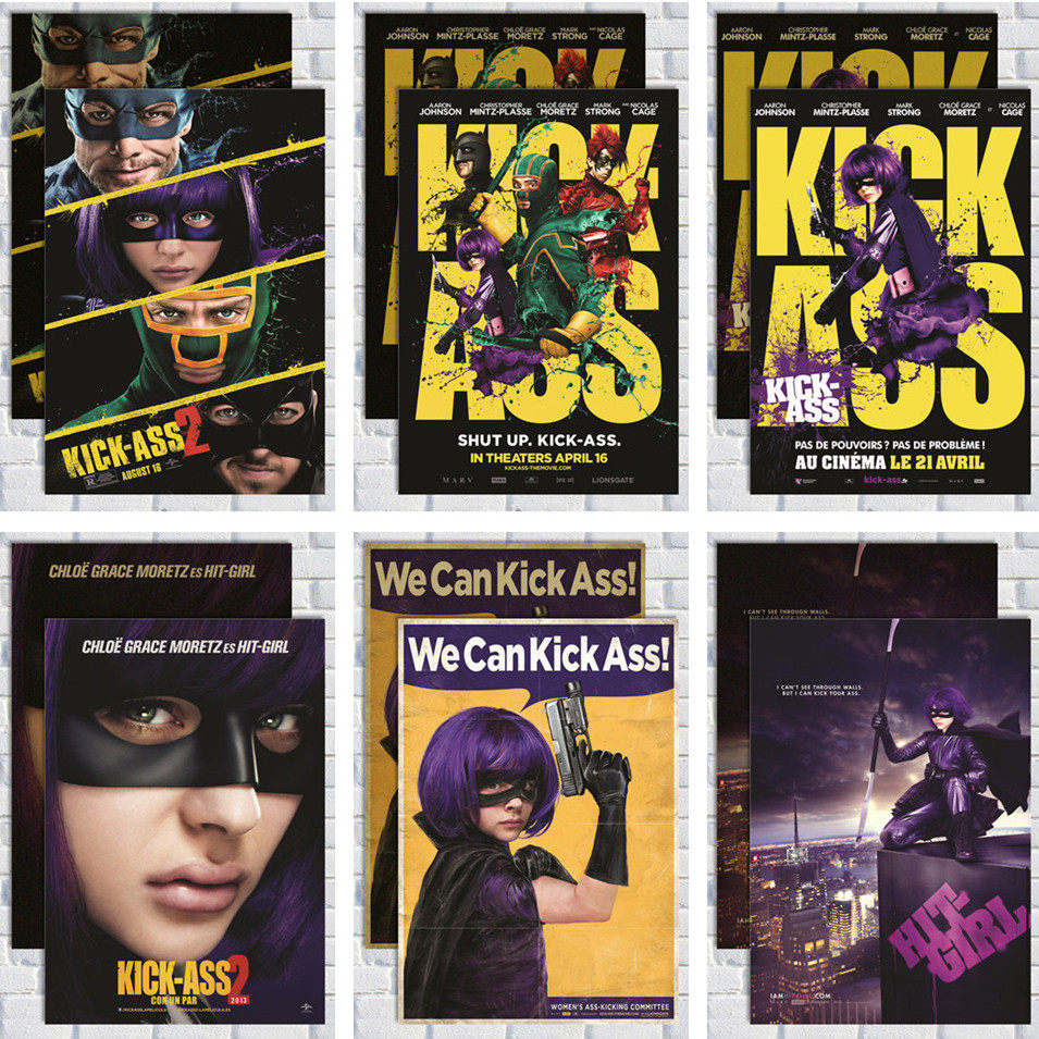 海扁王 超杀女 小萝莉 经典电影墙贴 装饰画 贴画 复古牛皮纸海报