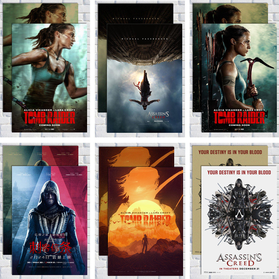 刺客信条/杀手代号47/古墓丽影源起之战 游戏电影海报装饰墙挂画