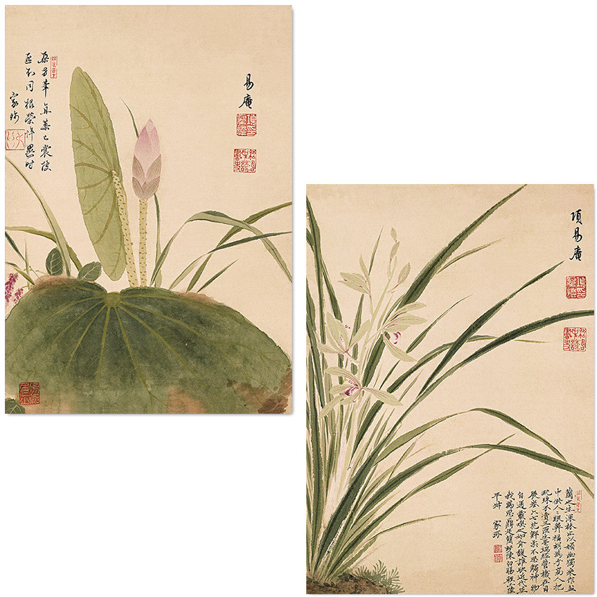 项圣谟花鸟中国风俗画 海报墙贴装饰挂画墙画 客厅书房卧室 墙纸