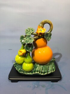 陶瓷工艺品石湾公仔家居装饰品礼品客厅桌面招财摆件大业有成葫芦
