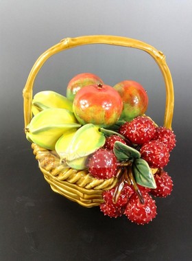 陶瓷工艺品石湾公仔家居装饰品礼品小摆件水果篮平果荔枝杨桃促销